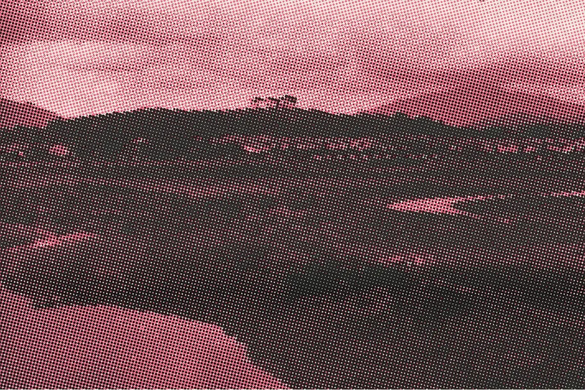 Illustration: CO 1069-451-08, from a period photograph (1905), redrawn as a coral riso plate.