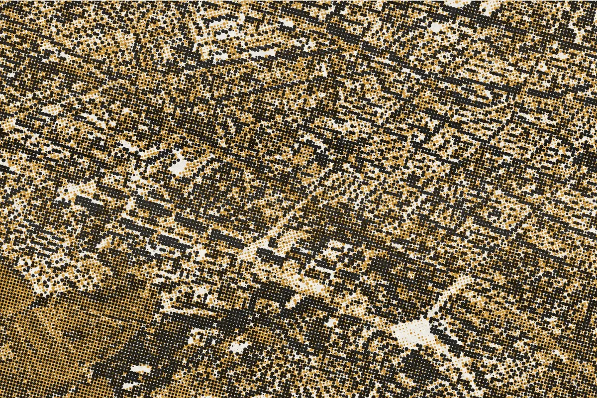 Illustration: Hankou Sta, from a period photograph (1905), redrawn as a ochre riso plate.
