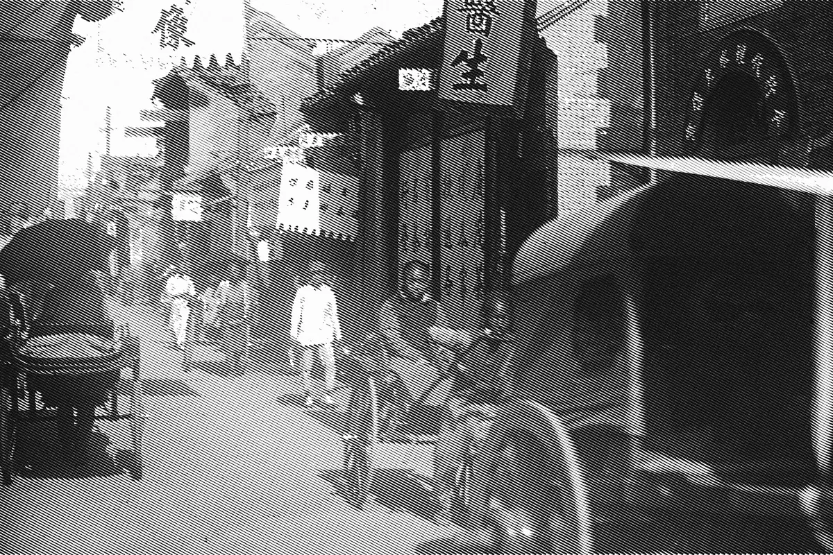 Illustration: Langfangtoutiao, extrémité est - A69027X, from a period photograph (1912), redrawn as an engraving.