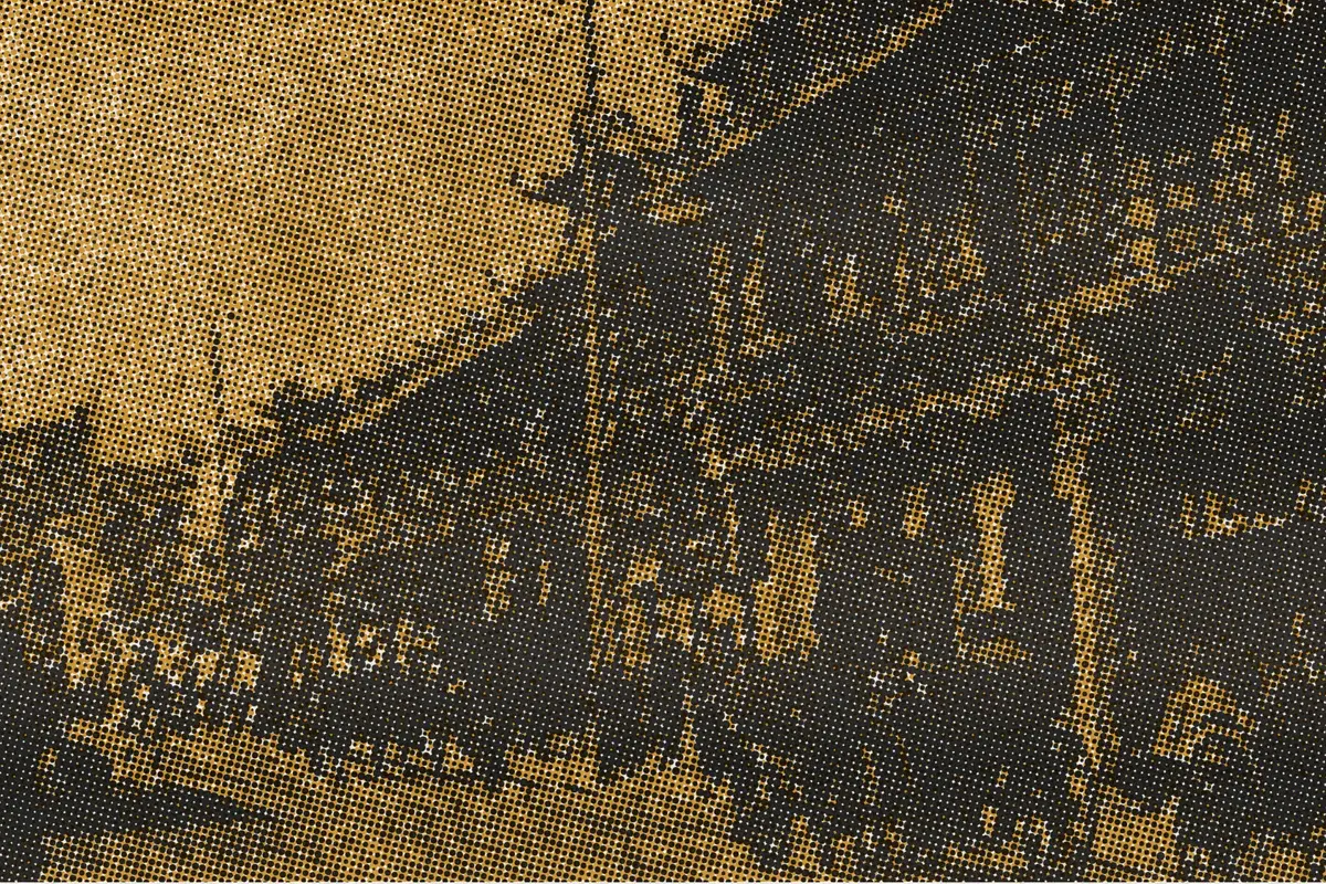 Illustration: Nanking Band in Shanghai, from a period photograph (1911), redrawn as a ochre riso plate.