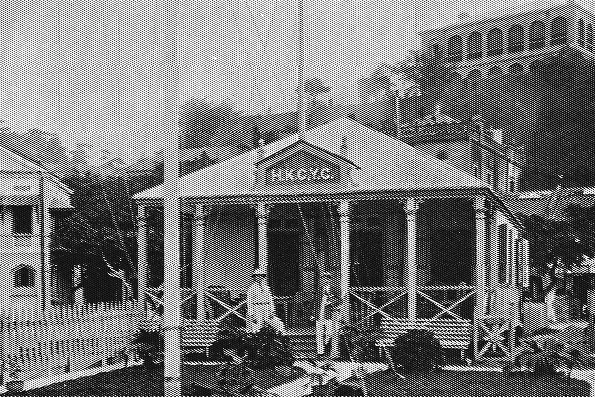 Illustration: Tcitp d263 hong kong corinthian yacht club, from a period photograph (1908), redrawn as an engraving.