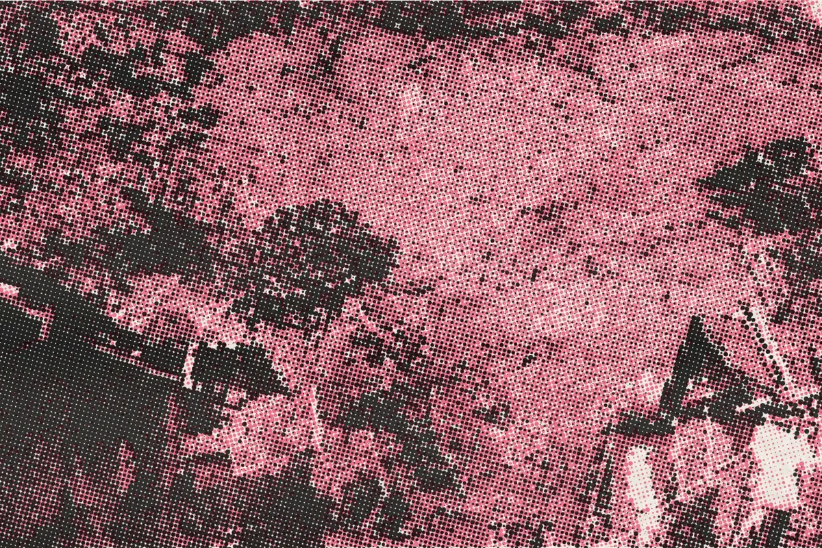 Illustration: YazawaTunnel 1923, from a period photograph (1923), redrawn as a coral riso plate.